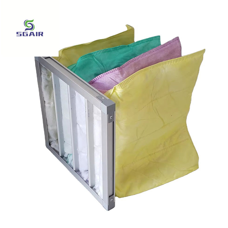 Zusammengestellter Glasfaser-Taschenfilter 99,97% H13~H14 Korrosionsschutz